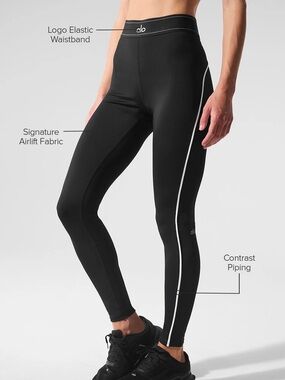 Alo Yoga Airlift High-Waist Suit Up Leggings Black White Small